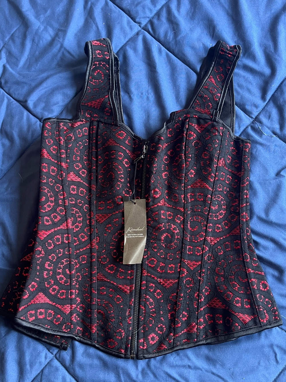 Kimikal Red & Black Lace Corset Top